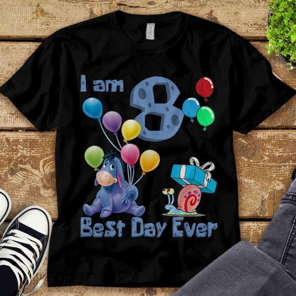 Eeyore Birthday Party I'm 8 Best Day Ever 8th Birthday Unisex Tee Adult T-shirt - Picture 1 of 2